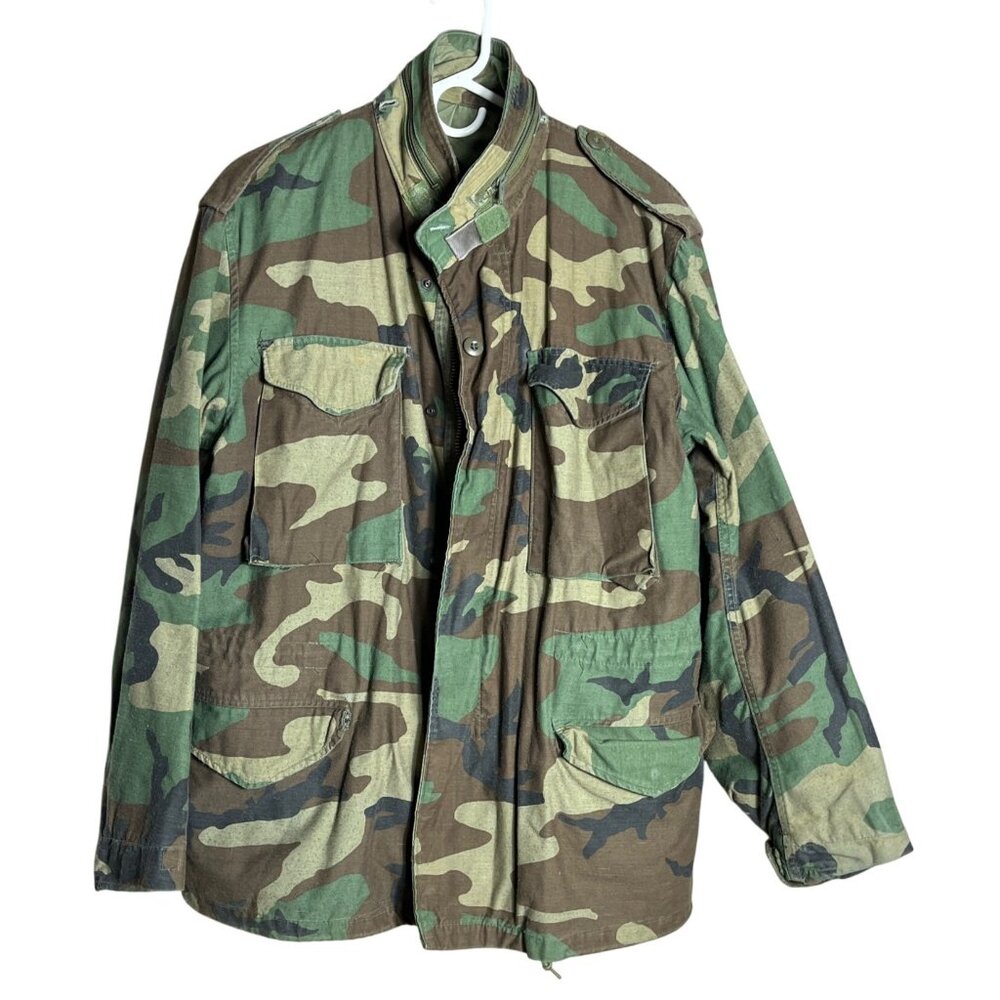 Vtg M65 Field Coat US Military Cold Weather Jacket Woodland Militaria Mens M-Reg